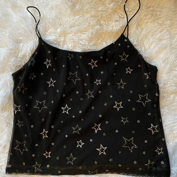 Black spaghetti strap top with gold stars - Picture 1 of 1